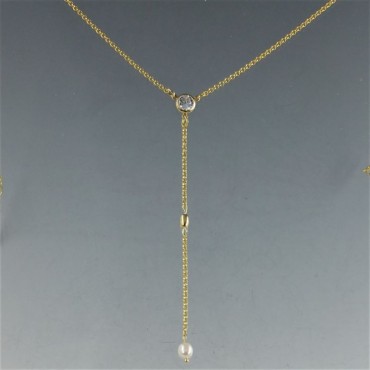 Pearl and gold vermeil drop necklace